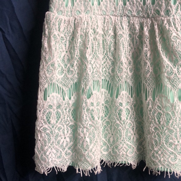 Lacey open knit Easter dress mint green white overlay sz 16 - Picture 5 of 15